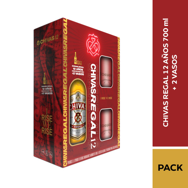 Chivas Regal 12 Años 700ml + 2 Vasos
