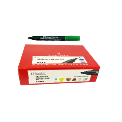 Marcador Permanente Faber Castell 54e Verde X 12 Unds