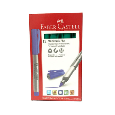Marcador Faber Castell Multimark Plus Verde X 12 Unds