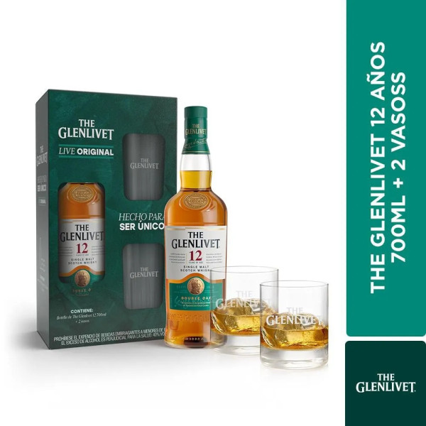 Glenlivet 12 Años + 2 Vasos 700 Ml