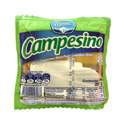 Queso Campesino Bloque Alpina X 250 Grs