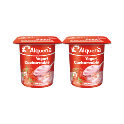 Yogurt Alqueria Cuchareable Fresa X100 Grs X 4 Unds
