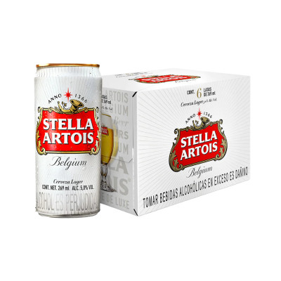 Cerveza Stella Artois Lata 269ml X6 Unid X4s