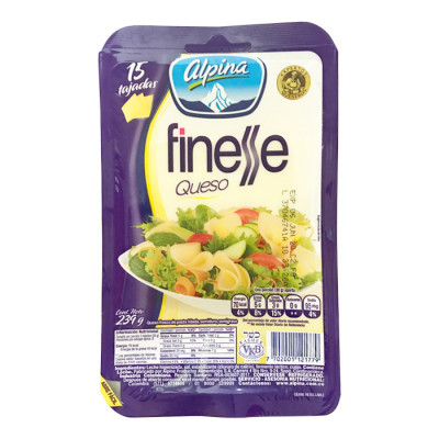 Queso Finesse Alpina 15 Tajadas X 239 Grs
